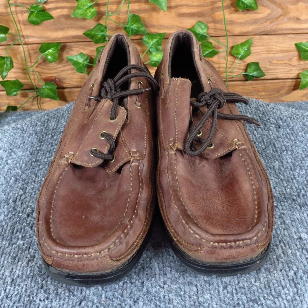 Dr.‎ Scholl's Voyage Men Casual Boat Shoe Size 10 Walking Comfort Brown Leather